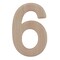 Unfinished Wooden Arial Font Number 6 (Six) 6.25 Inches